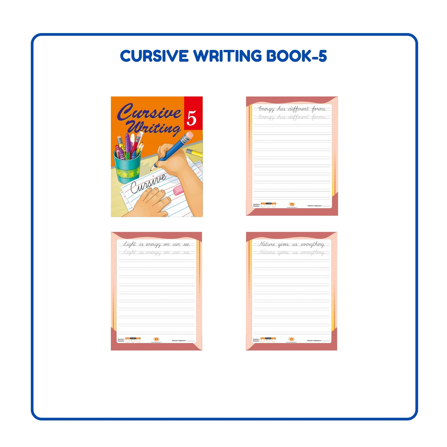 English Cursive Writing Practice Books Set of 5