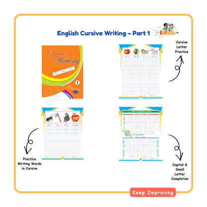 English Cursive Writing Practice Books Set of 5