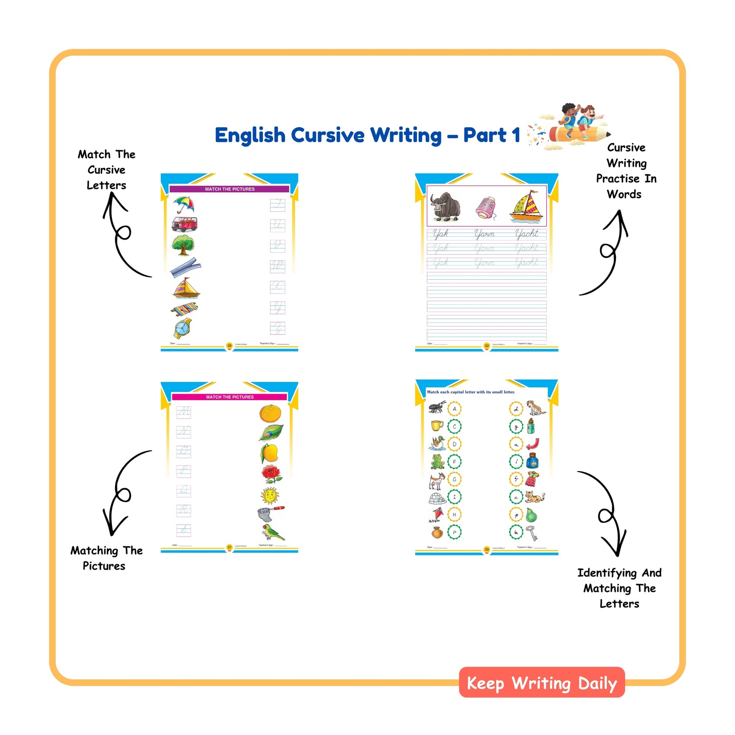 English Cursive Writing Practice Books Set of 5