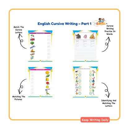 English Cursive Writing Practice Books Set of 5
