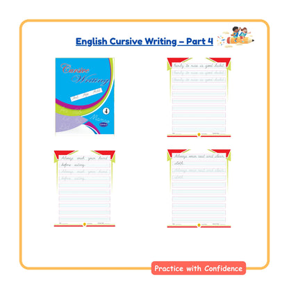 English Cursive Writing Practice Books Set of 5