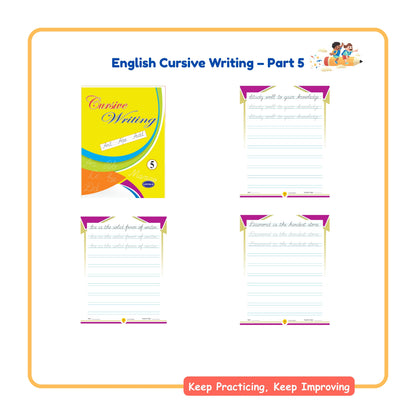 English Cursive Writing Practice Books Set of 5